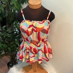 Torrid Multicolor Abstract Peplum babydoll Cami Tank Top – Size 1